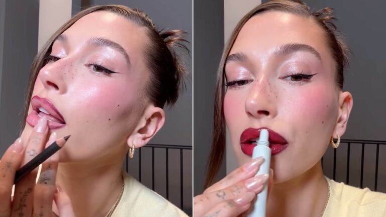 Hailey Bieber’s Perfect Christmas Vampy Lip Only Requires 5 Products – Watch Video