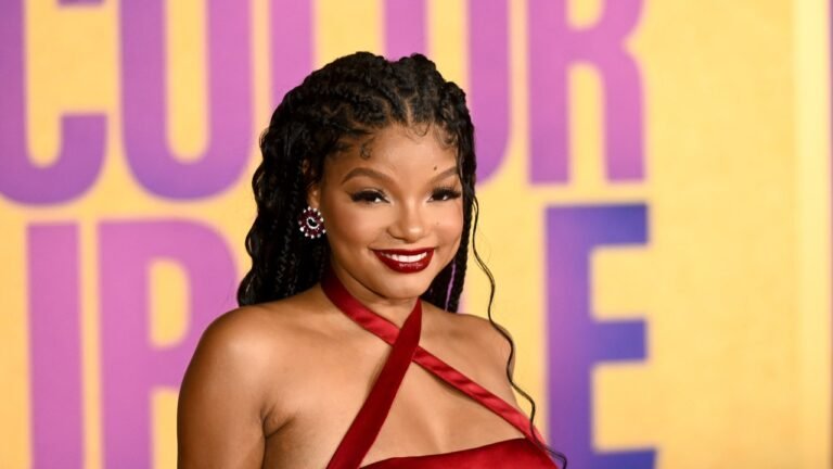 Halle Bailey Takes Her Disney Princess Duties Seriously In This Huge Pouf Dress