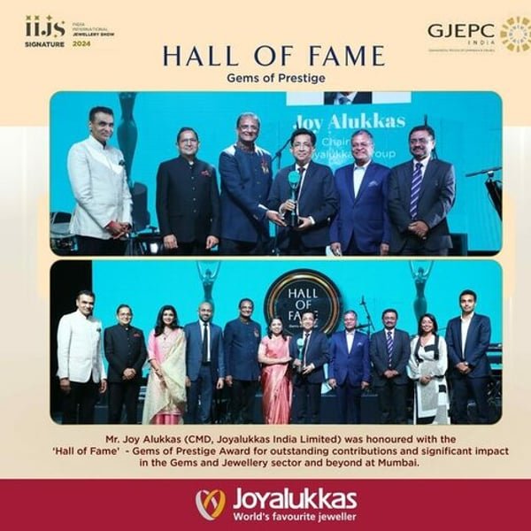 Joyalukkas President Joy Alukkas Honored for Industry Contributions at IIJS Signature Hall of Fame 2024